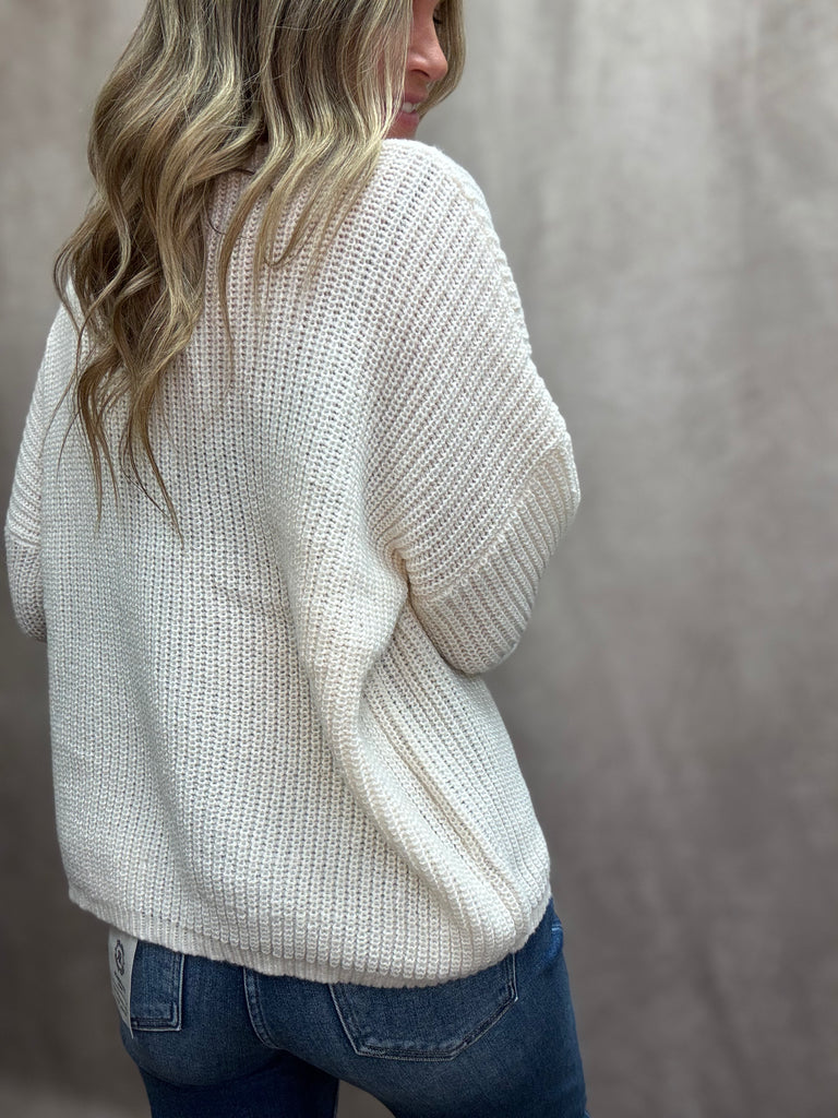 Swiss Coffee Patch Pocket Sweater