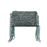 Tooled Turquoise Fringe Crossbody