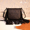 Black Leather Fringe Crossbody