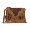 Brown Studded Fringe Crossbody