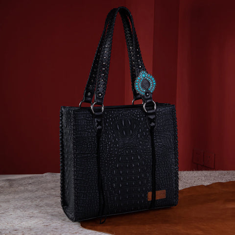 Wrangler Croc Embossed Whipstitch Tote