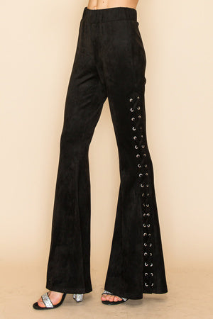 Lace Up Sides Suede Bells