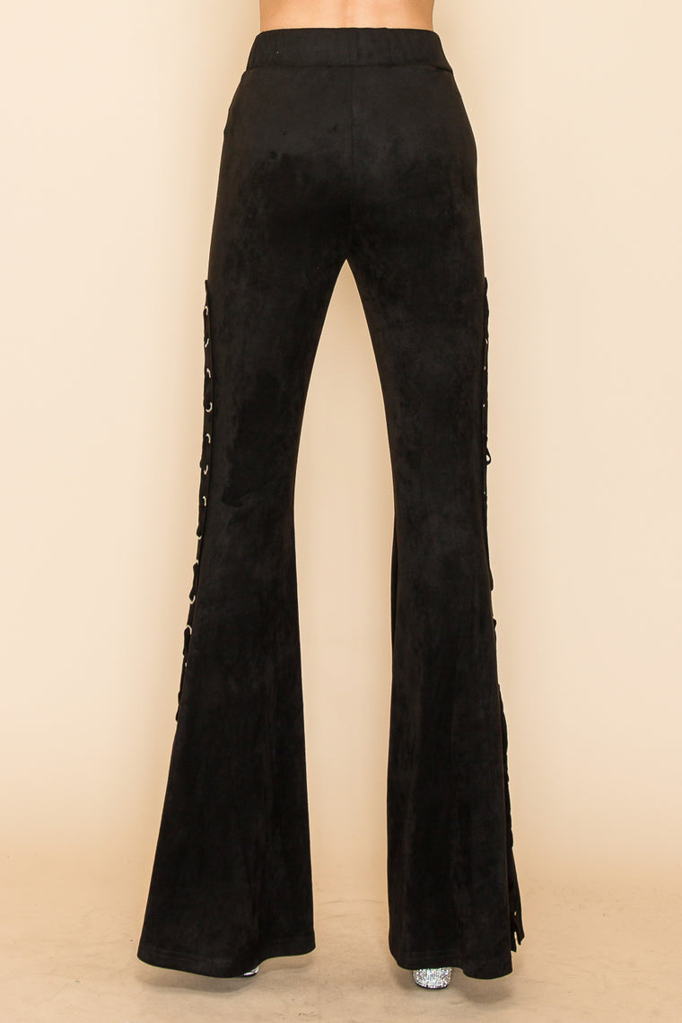 Lace Up Sides Suede Bells