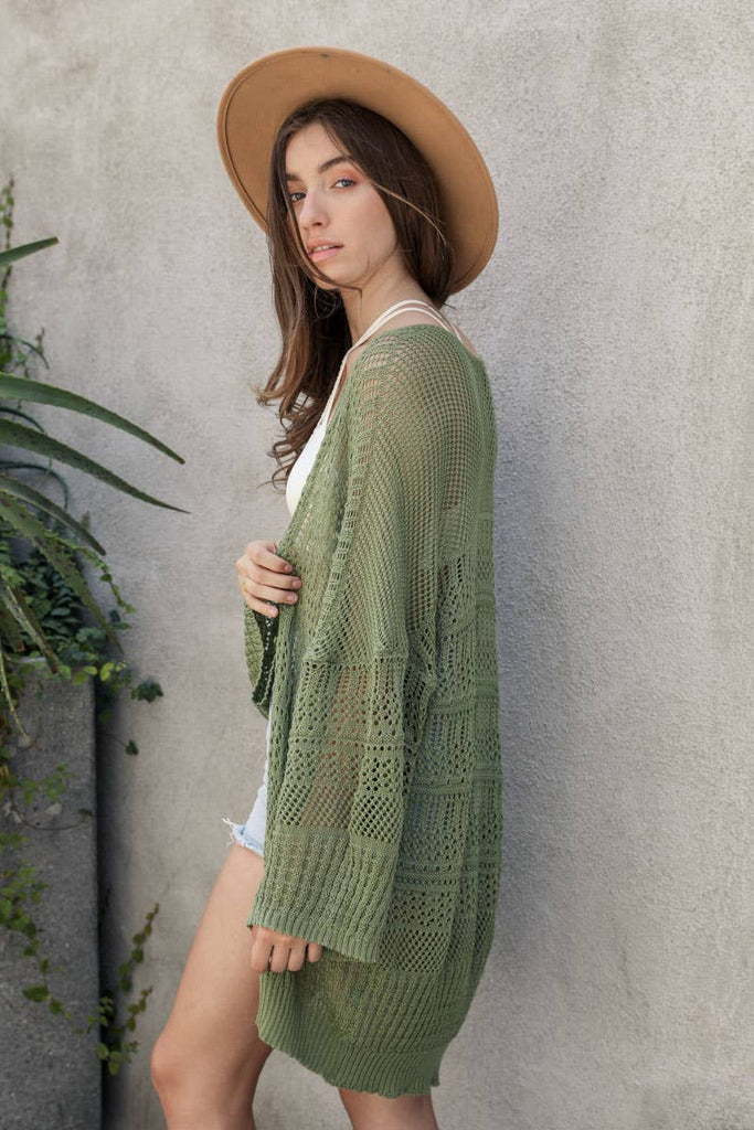 Relaxed Fit Boutique Cardigan | Fashionable Netted Knit 🌟: Rust