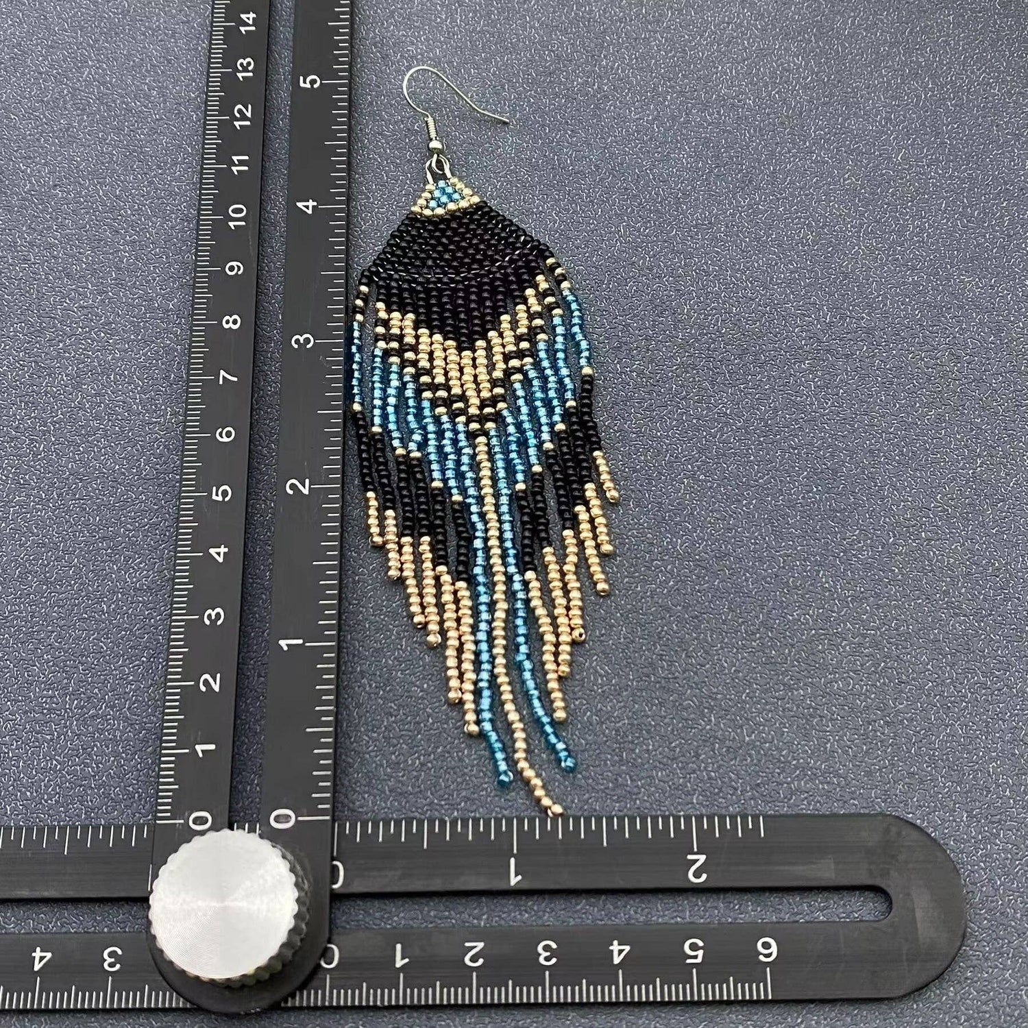 Turquoise Seed Beads Fringe Earrings