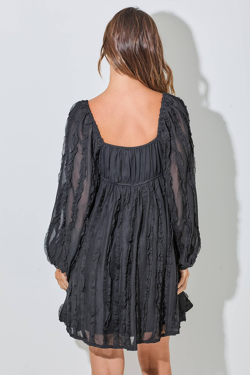 Selene Textured Black Mini Dress