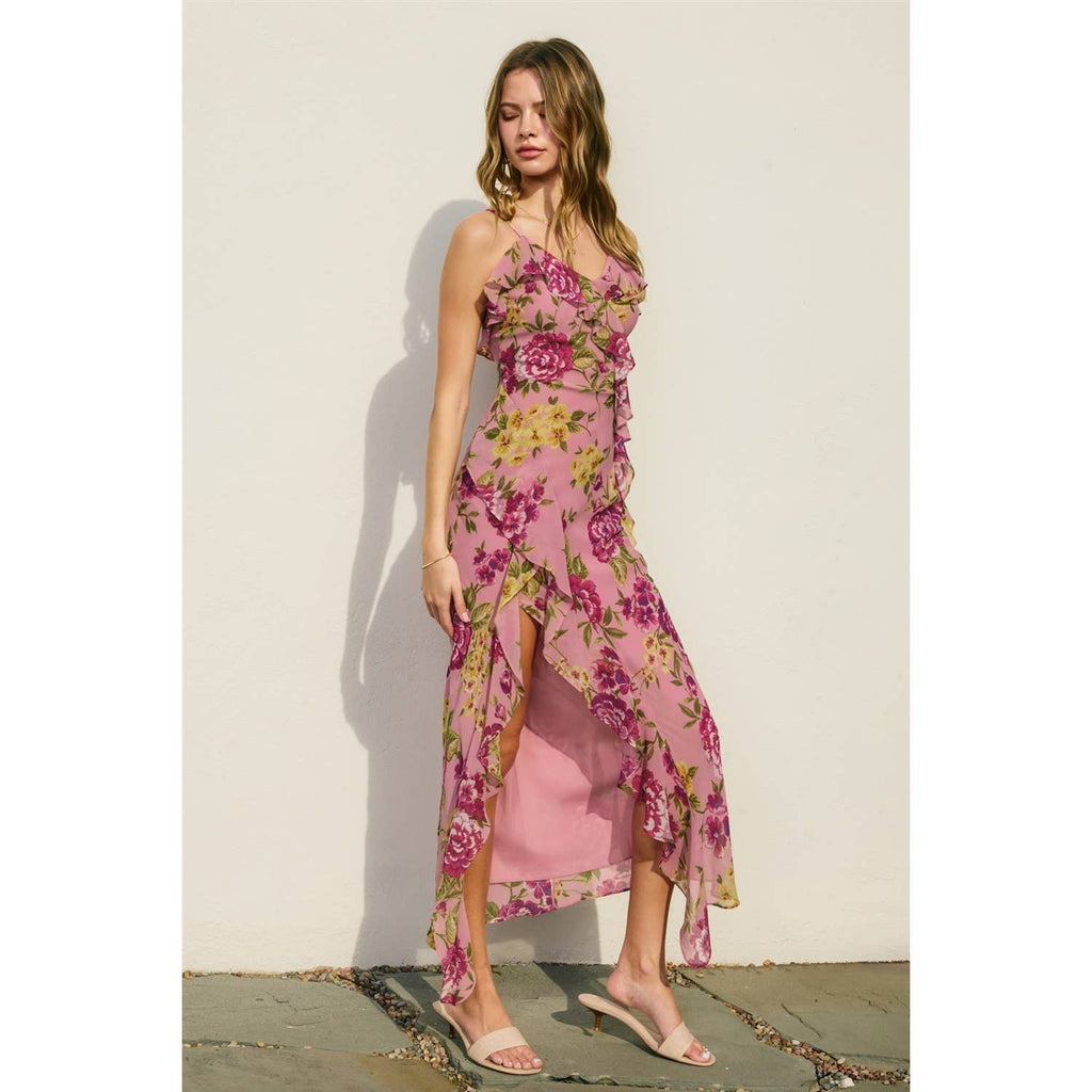 Garden Grace High Slit Tiered Maxi Dress