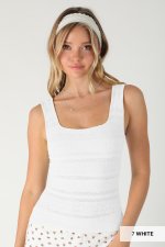Stripe Lace Embossed Tank Top