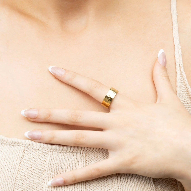 Hammered Gold Statement Ring