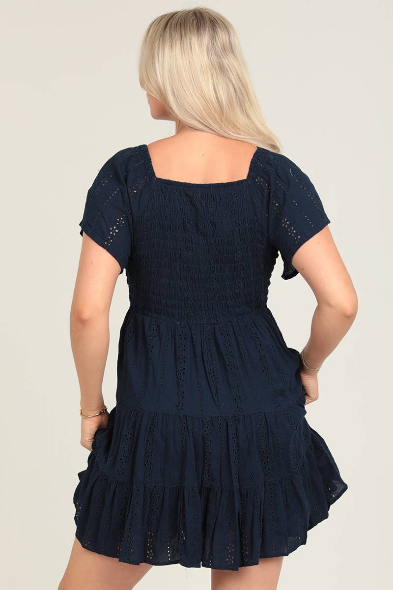 Dahlia Navy Flutter Sleeve Dress