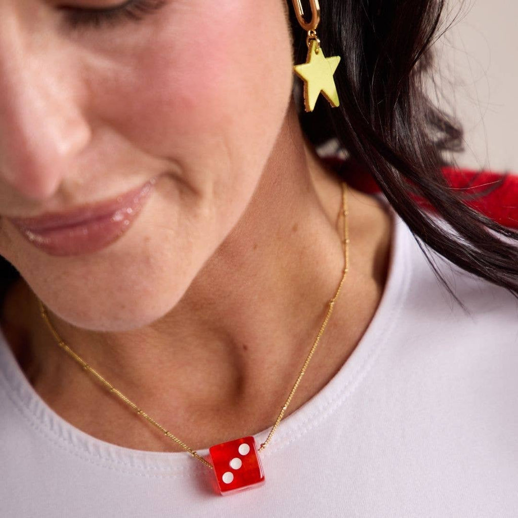 Red Dice Charm Necklace