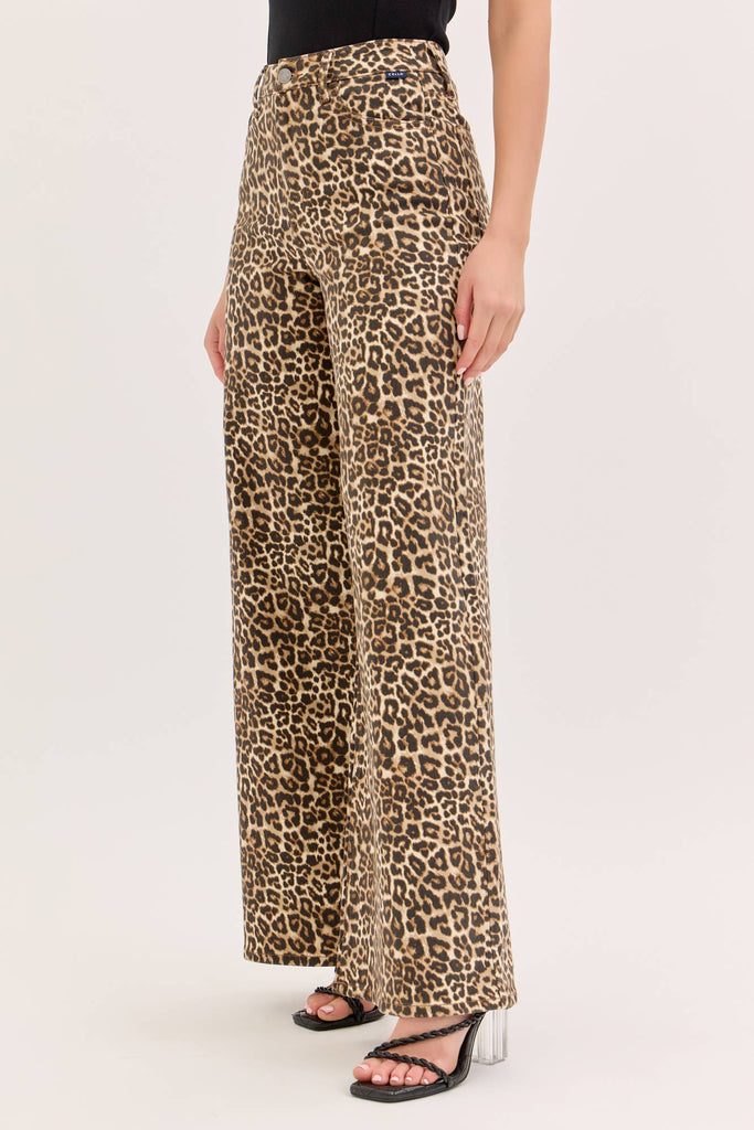 Leopard High Rise Wide Leg Cello Jeans
