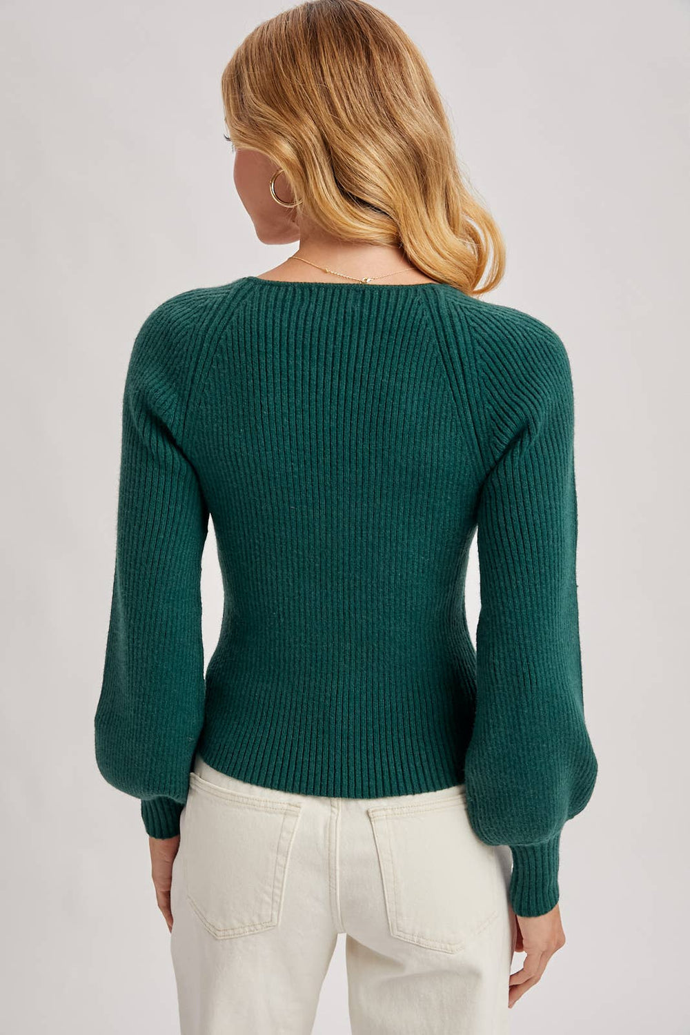 Emerald Bishop Sleeve Sweater Top