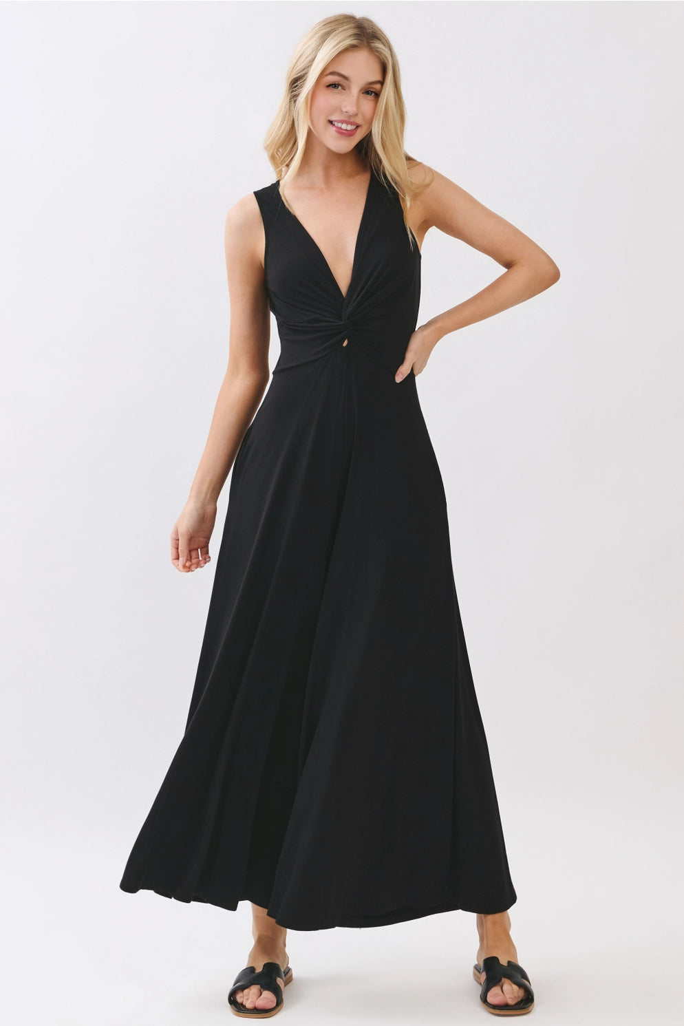 Black Front Twist Jumpsuit