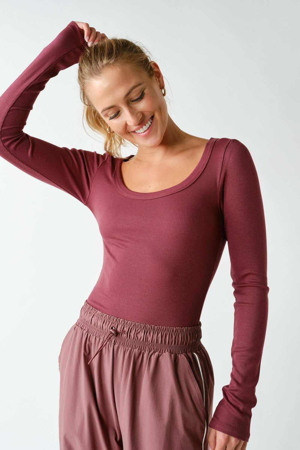 Scooped Rib Long Sleeve Top
