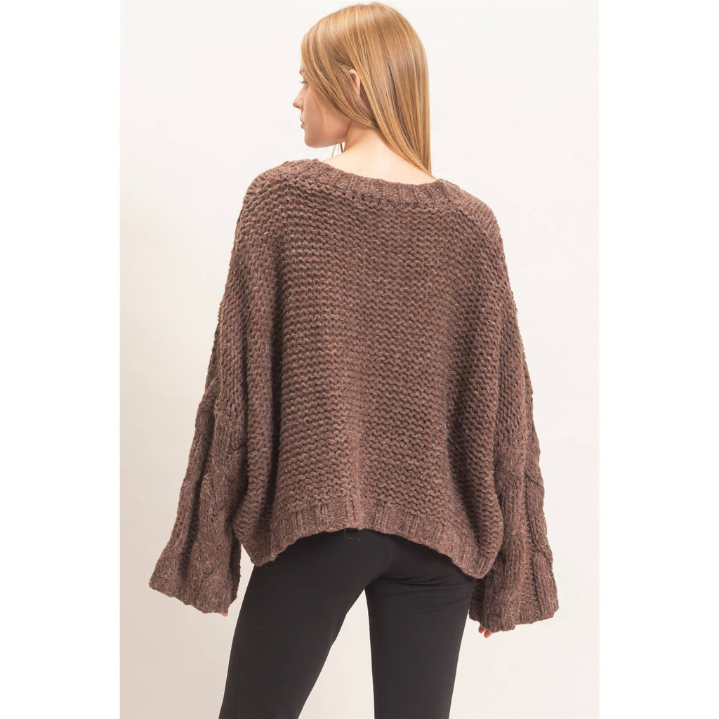 Coco Cable Knit V-Neck Sweater