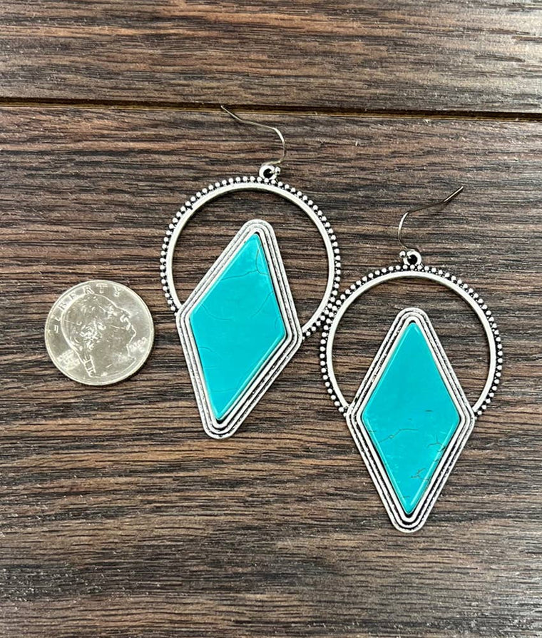 Moon Diamond Turquoise Earrings