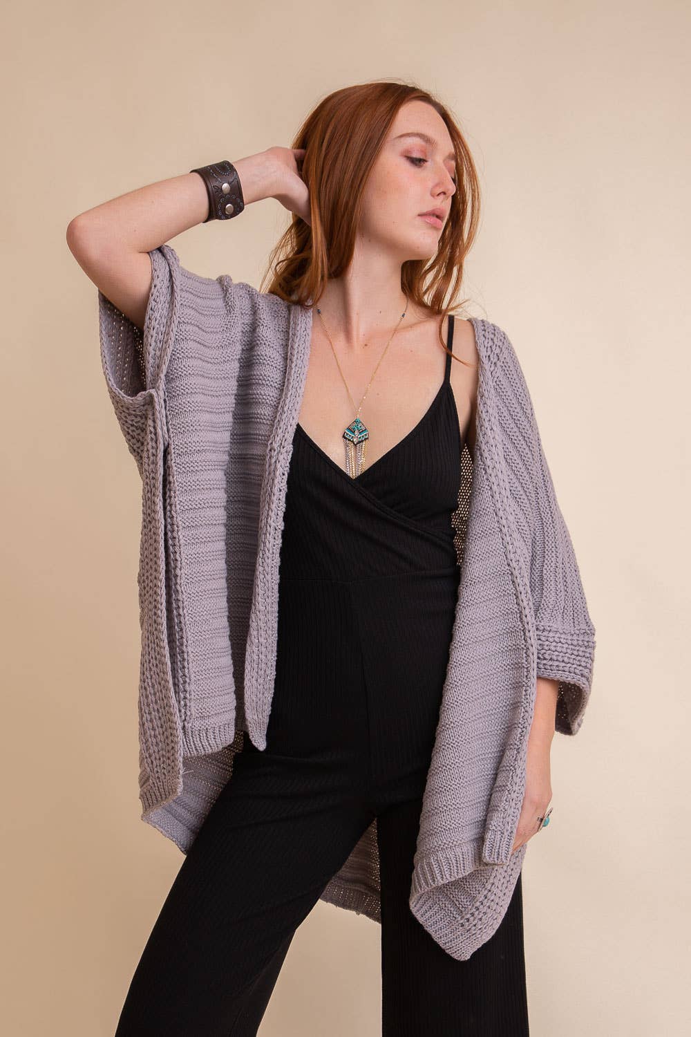 Fashionable Ridged Rib Knit Ruana – Perfect for Autumn 🍁