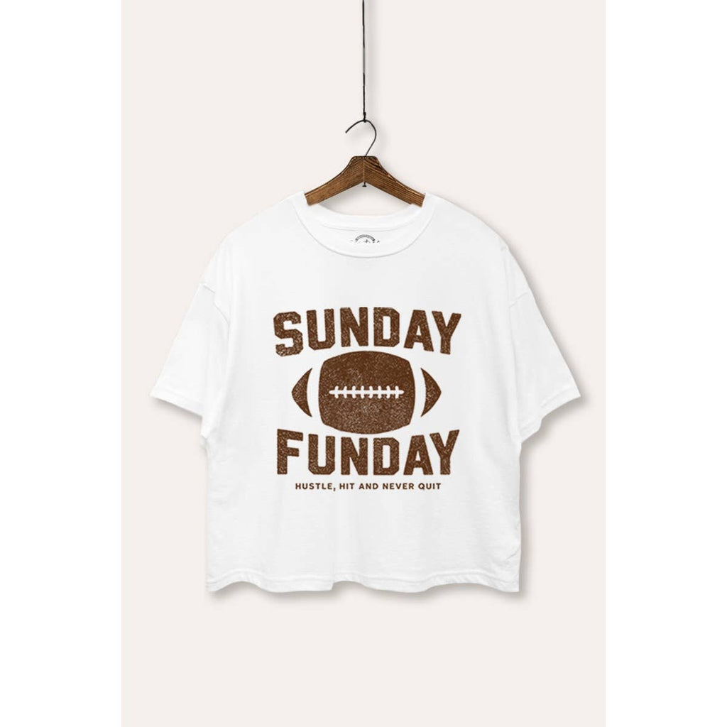 Sunday Funday Football Graphic Boxy Crop Top