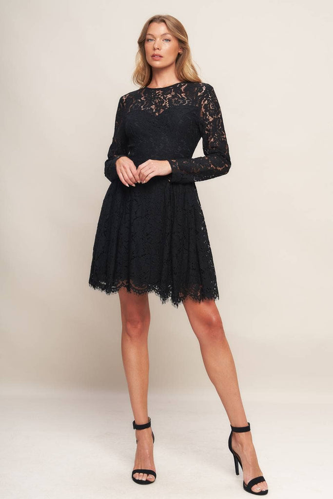 Enchanted Lace Long Sleeve Mini Dress