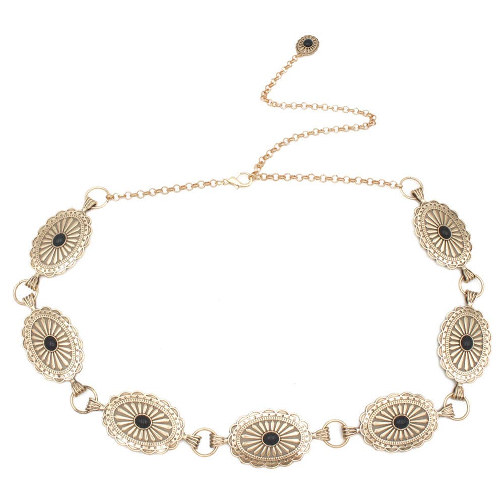 Gold Medallion Concho Chain Belt
