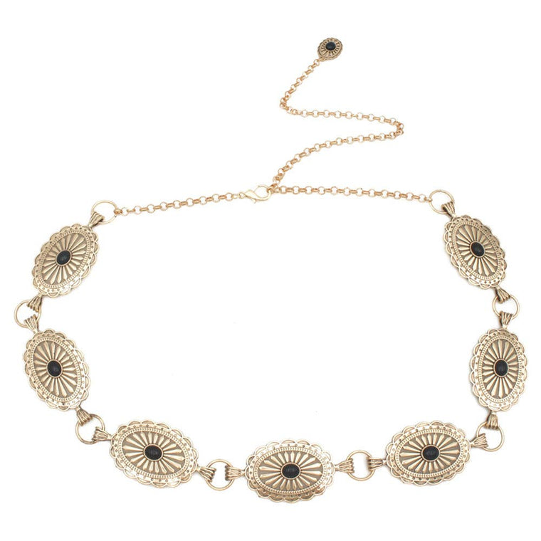 Gold Medallion Concho Chain Belt