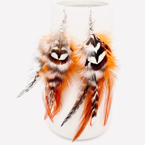 Orange Feather Earrings