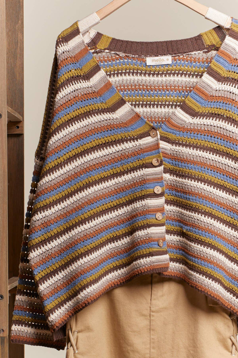 Multi Color Striped Button Down Cardigan