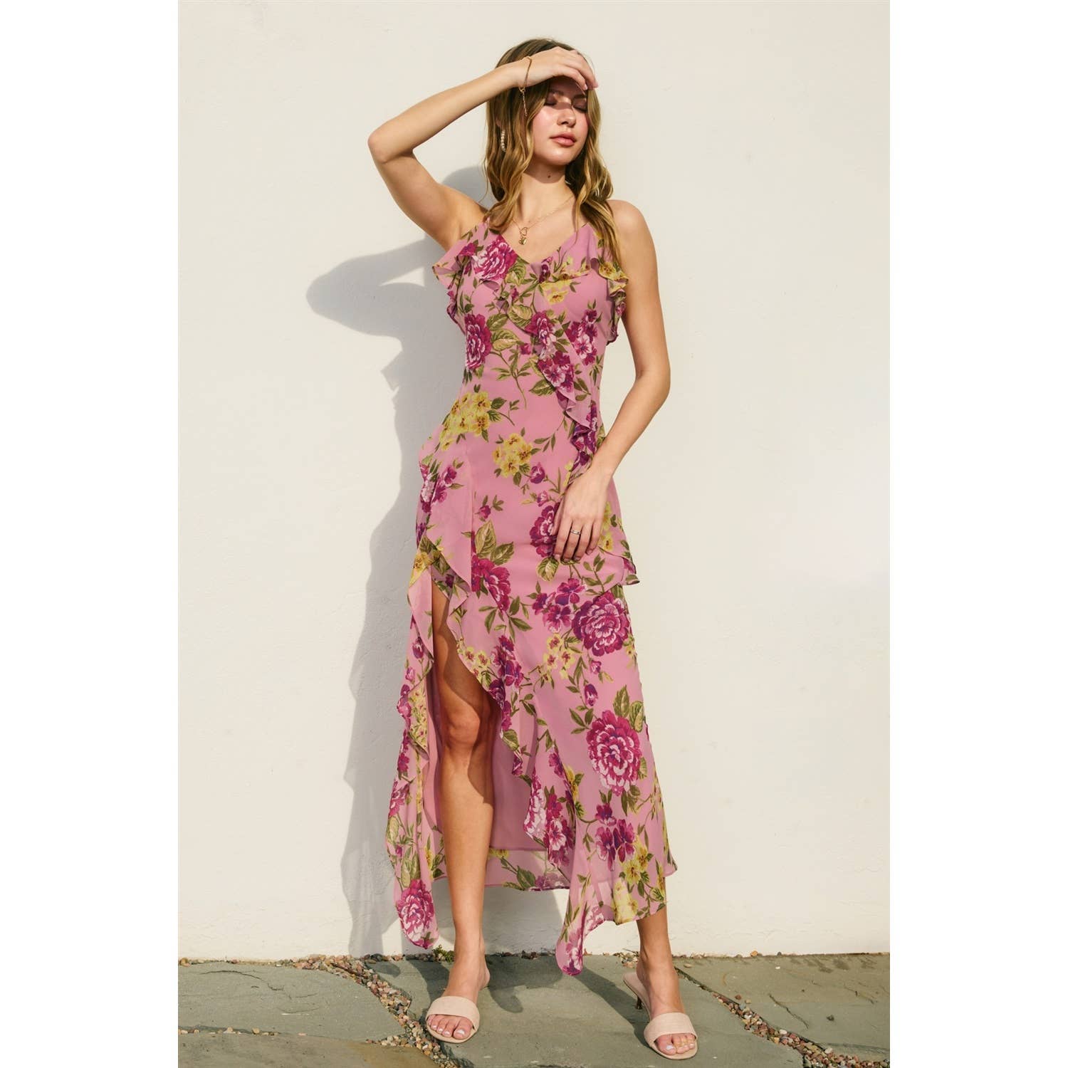 Garden Grace High Slit Tiered Maxi Dress