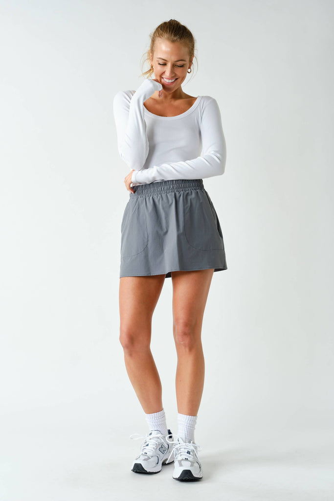 Scooped Rib Long Sleeve Top