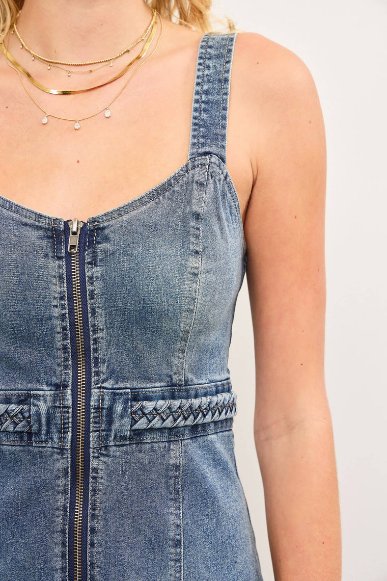 Braided Waist Denim Dress