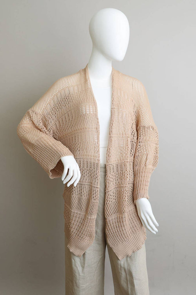 Relaxed Fit Boutique Cardigan | Fashionable Netted Knit 🌟: Rust