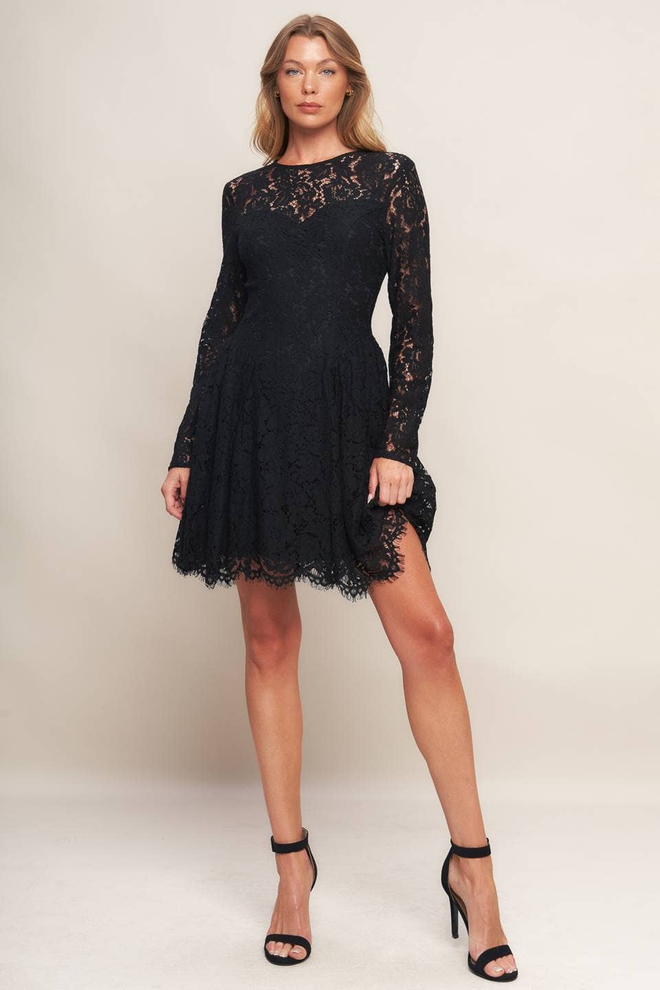 Enchanted Lace Long Sleeve Mini Dress
