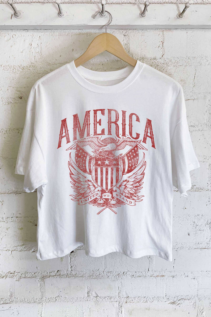 America White Crop T-Shirt
