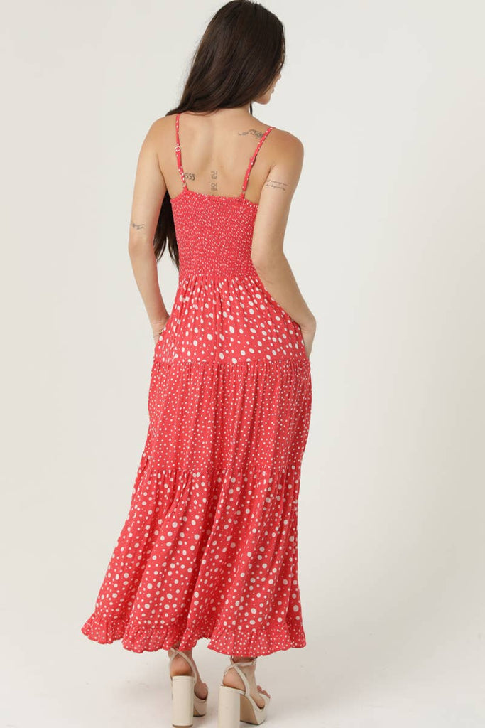 Strawberry Polka Dot Midi Dress