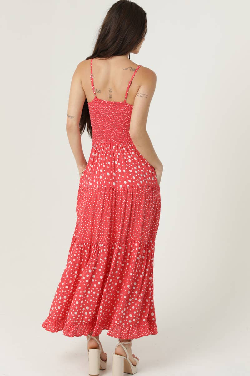 Strawberry Polka Dot Midi Dress