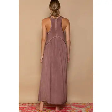 Plum Double Slit Maxi Dress