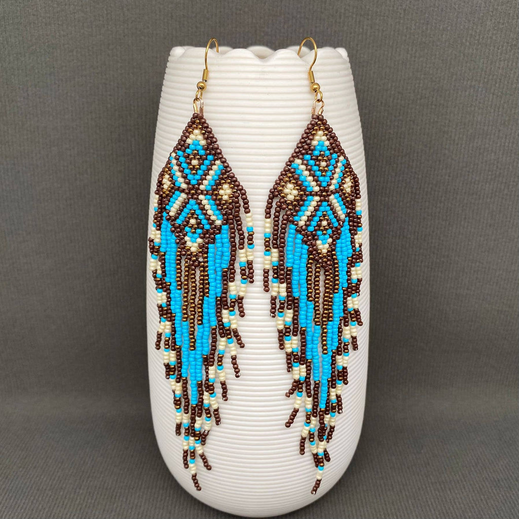 Turquoise Trails Seed Beads Earrings