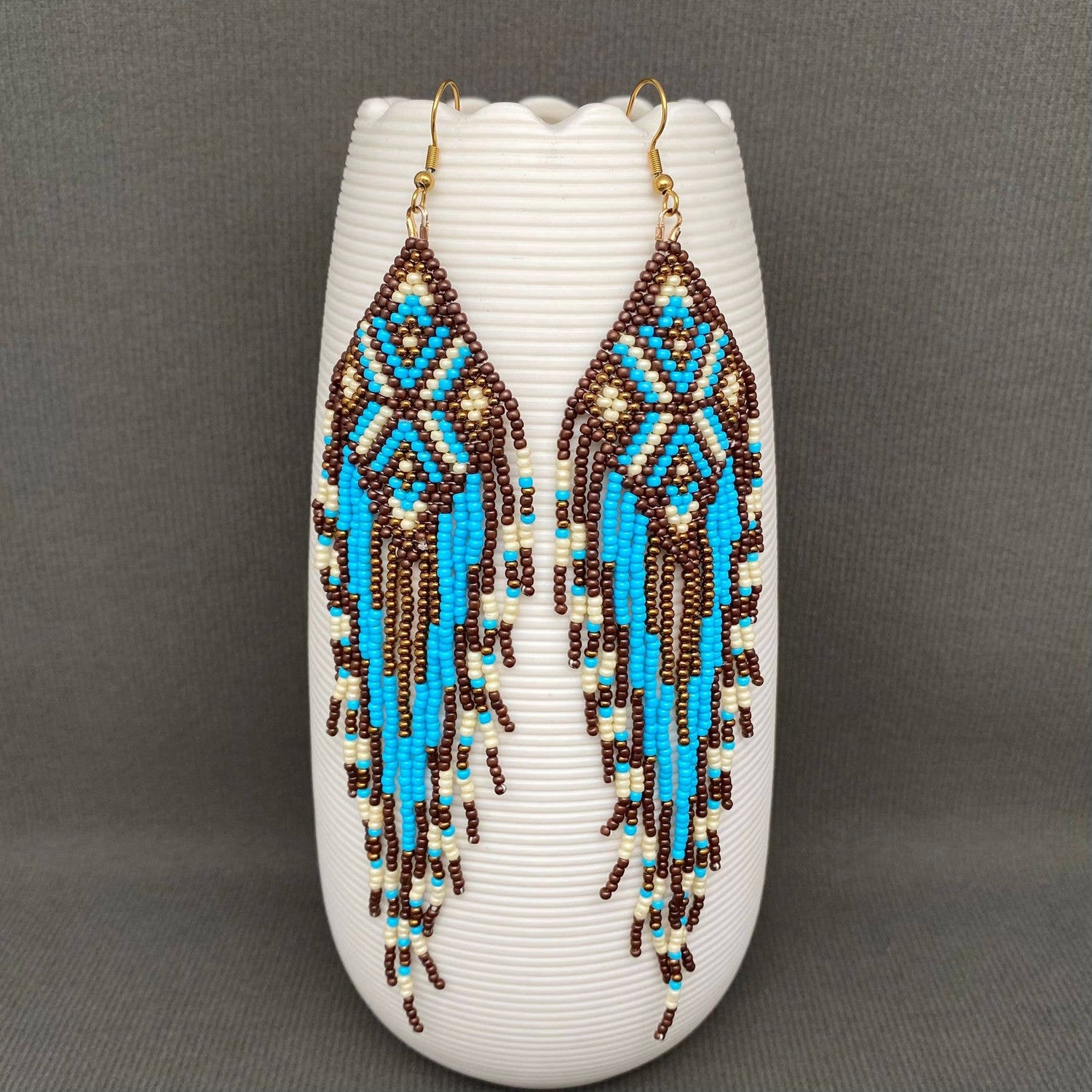 Turquoise Trails Seed Beads Earrings