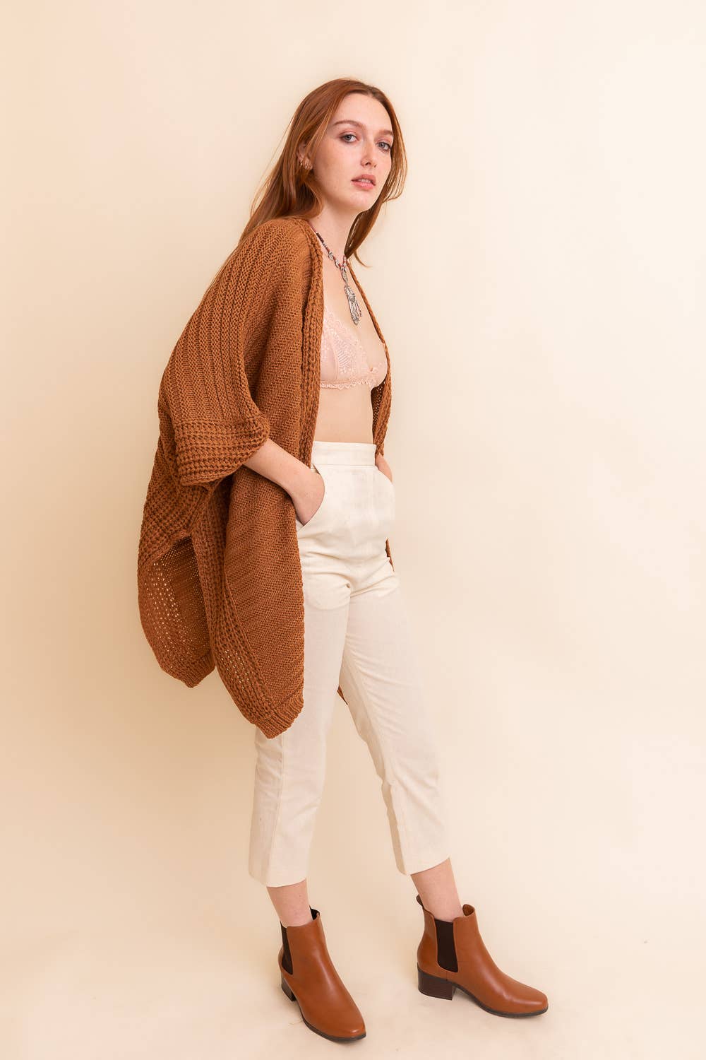 Fashionable Ridged Rib Knit Ruana – Perfect for Autumn 🍁