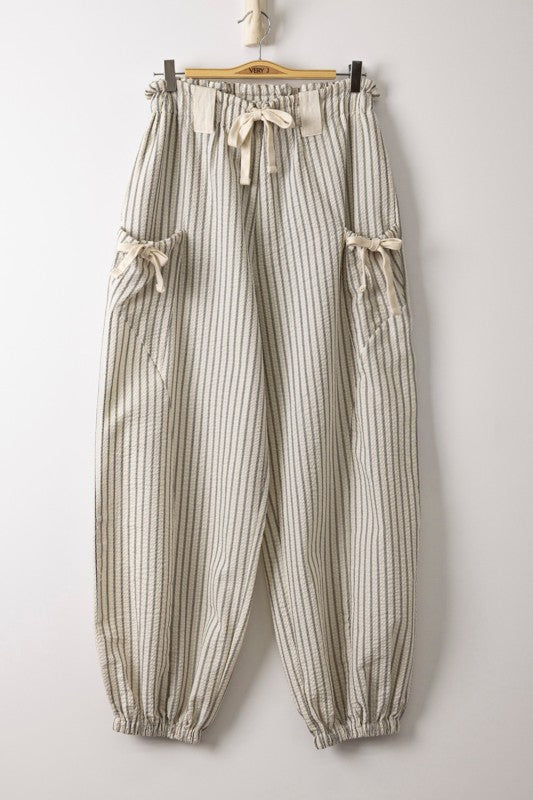 Cream & Charcoal Stripe Pants