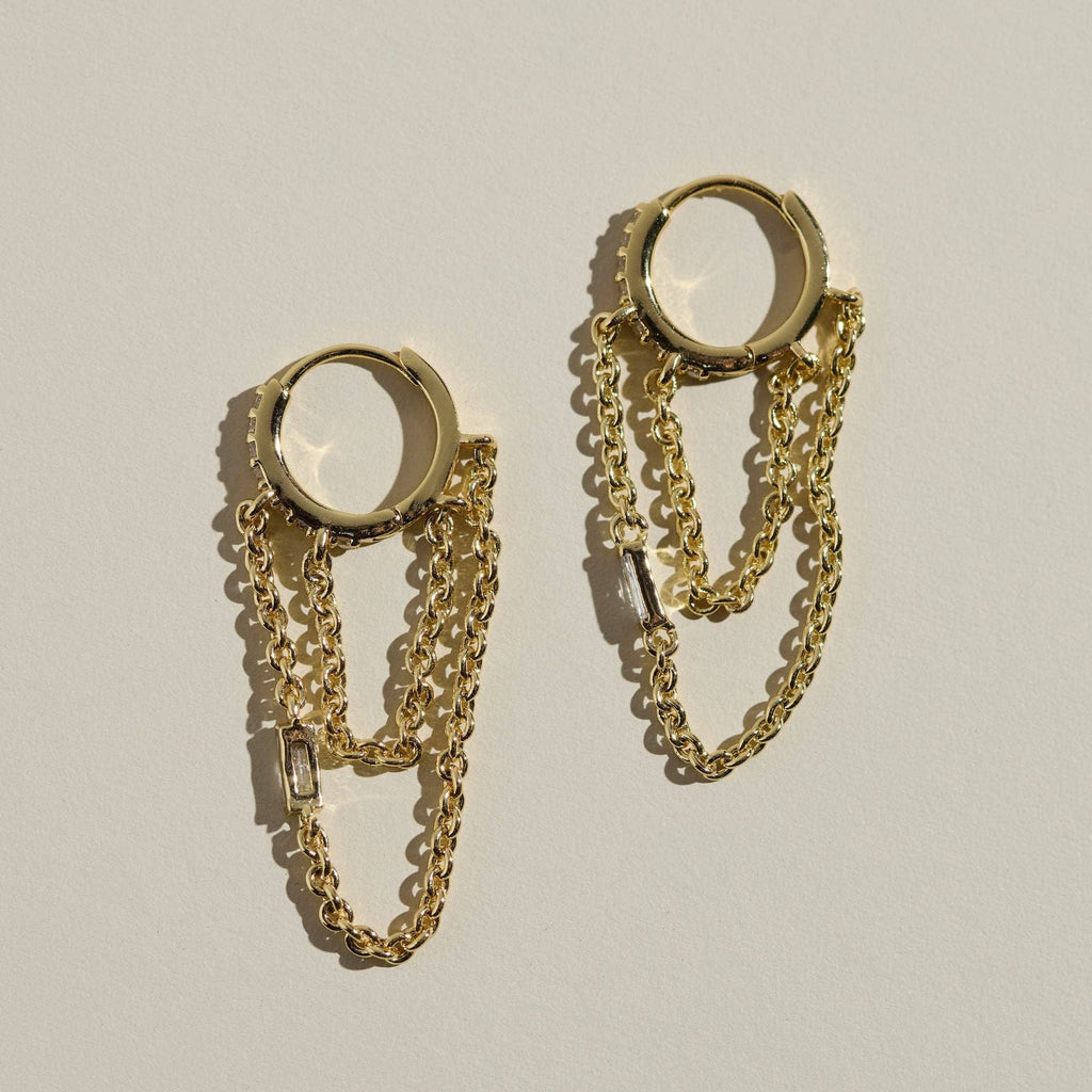 Gold Thea Chain Huggie Earrings