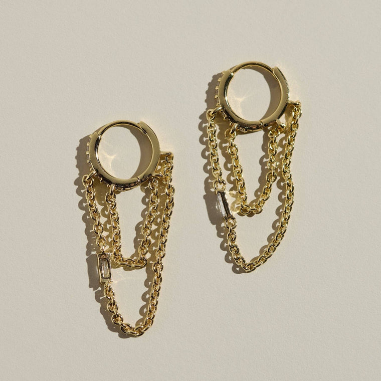 Gold Thea Chain Huggie Earrings