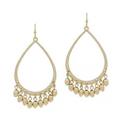 Gold Teardrop with Beaded Drops 2" Earring