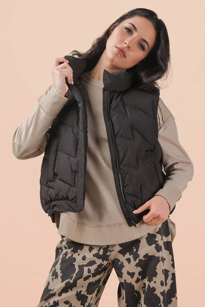 Quilted Black Puffer Vest