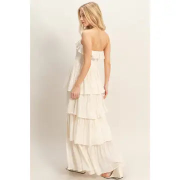 Bella Cream Ruffle Dress