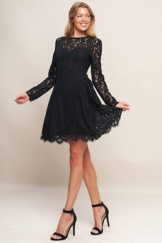 Enchanted Lace Long Sleeve Mini Dress