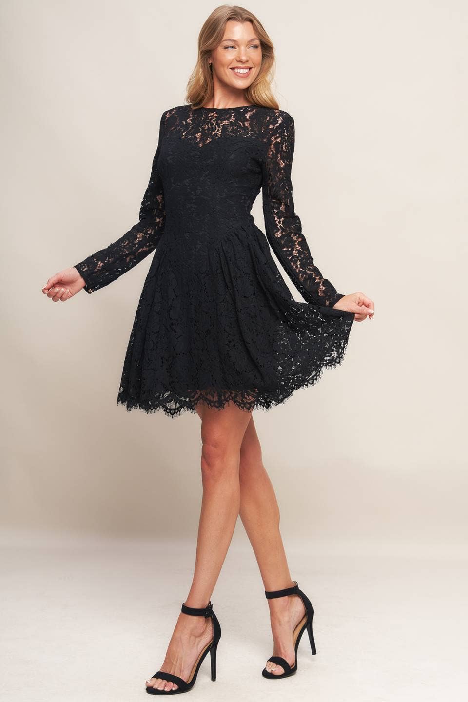 Enchanted Lace Long Sleeve Mini Dress