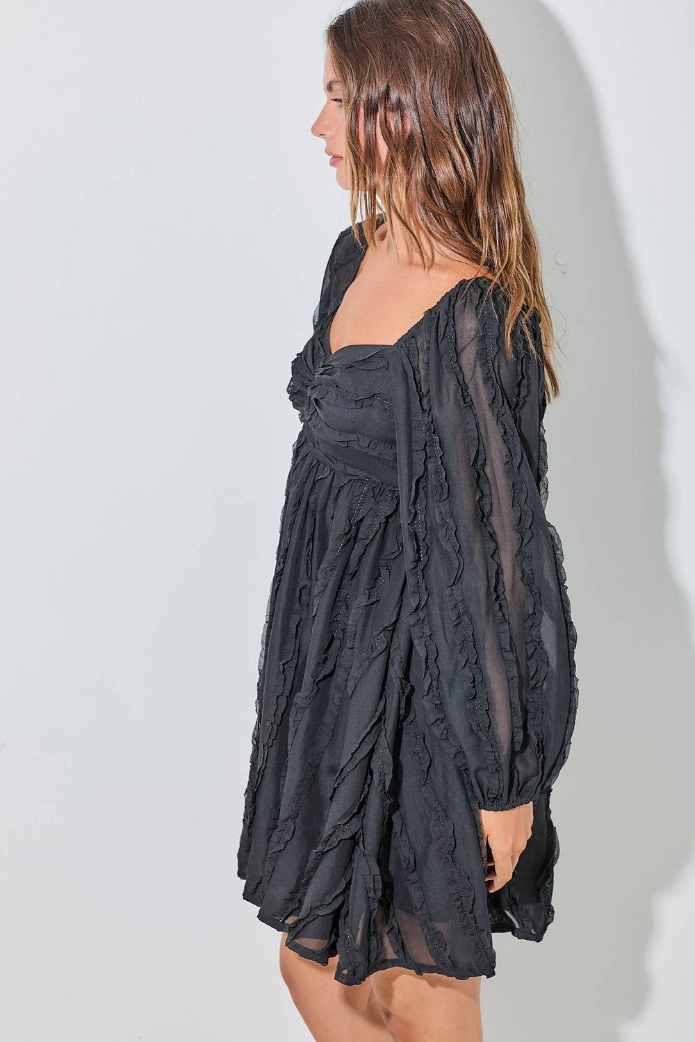 Selene Textured Black Mini Dress