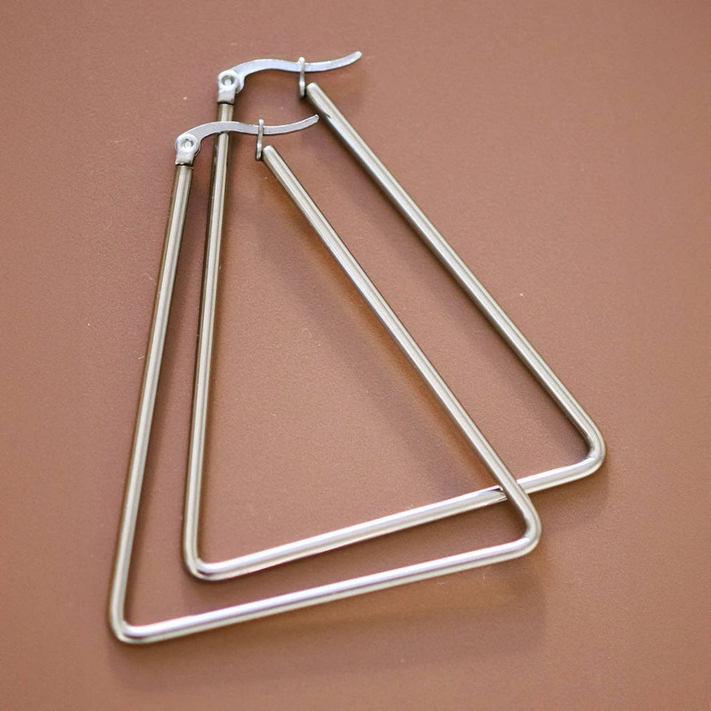 Saturn Silver Steel Hoop Earrings